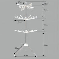 Support pour balcon intérieur et extérieur Séchoir à linge debout Séchoir à linge pliable à 3 niveaux