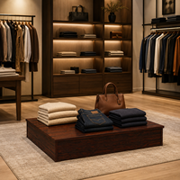Présentoir de Vente au Détail Personnalisé en Bois Foncé Écologique, Plateforme Basse, Surface de Table, pour Vêtements, Sacs à Main, Chaussures, Boutique, 1 Étagère