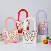 Boîte à fleurs créative, boîte à bouquet, emballage pour la fête des mères, décoration pour maman, boîte cadeau, sac papillon rose