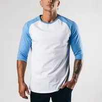 Qualità della maglietta della manica 3/4 aderente da uomo in materiale traspirante con manica raglan OEM in vendita