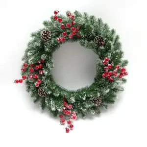 Christmas decoration supplier 30cm PE PVC mixed Hand made Xmas Wreath with decoration