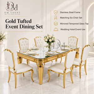 Elegante Juego de Mesa de Comedor con Cubierta de Acero Inoxidable y Sillas Tapizadas para Eventos y Banquetes de Hotel - Product Image 3
