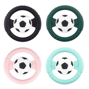 Anneau de dentition souple en silicone pour bébés - Motif ballon de football - Jouet de soulagement de la dentition - Approvisionnement direct usine pour l'exportation - Product Image 2