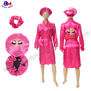 Abito da notte da donna Sexy di alta qualità pigiama pigiama da donna in raso cuffia e vestaglia - Product Image 3