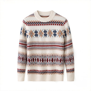 Oem bán buôn 100% len người đàn ông của mùa đông Áo len thời trang in cổ ấm áp thoải mái dệt kim áo len phía trước biểu tượng mô hình trang trí - Product Image 2