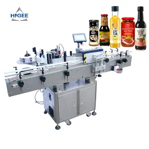 Higee servo motor, coluna cônica, embalador de garrafa redonda, aplicador de rótulos, máquina de etiquetas automática completa