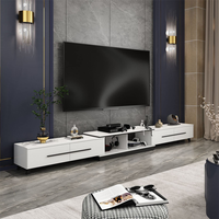 Console TV moderne, Console multimédia à longueur réglable, Center de divertissement contemporain avec tiroirs et pieds