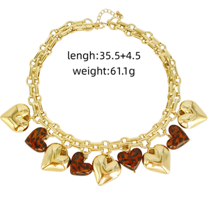 قلادة أنيقة متعددة الطبقات بتصميم قلب الفهد، مطلية بالذهب عيار 18 قيراط، سلسلة سميكة، قلادة خانقة للنساء - Product Image 5