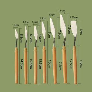Juego de raspador de pintura de cuchillo de paleta de artistas de acero inoxidable de 7 piezas con mango de plástico espátula de pintura para suministro de artistas - Product Image 2