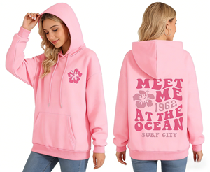 เสื้อฮู้ดดี้ผู้หญิงไซส์ใหญ่พิเศษแบบสั่งทำจากโรงงาน ทรงหลวม พิมพ์ลายตัวอักษร เสื้อฮู้ดดี้ตัวยาว - Product Image 1