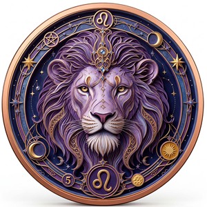 Moneta in Rame Puro 999 da 5 oz, Serie 12 Segni Zodiacali Leone, Colorata ad Alto Rilievo 3D UV, Edizione da Collezione - Product Image 2
