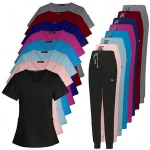 New Unisex Hospital Uniforms Fashion OEM Nursing Uniform Sets Quick-drying Two-piece Set <b>Top</b> & Pants Surgical Women Scrubs Sets - Product Image 1