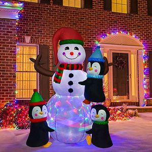 In Stock Inflatable Outdoor Sitting Inflated Large Snow Man <strong>Winter</strong> Yard Luminous Christmas Decorations <strong>Snowman</strong> - Product Image 2