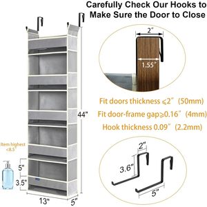 Over The Door Hanging Organizer 5 <b>Shelves</b> 10 Pockets Fabric Storage For Bathroom Bedroom <b>Hook</b> Type - Product Image 2