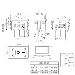 Dpdt tiêu chuẩn thuyền loại đen 6 pin 21*15 mét <span class=keywords><strong>2</strong></span> vị trí Rocker chuyển AC 6/8A 250V trên công tắc nguồn - Product Image 6