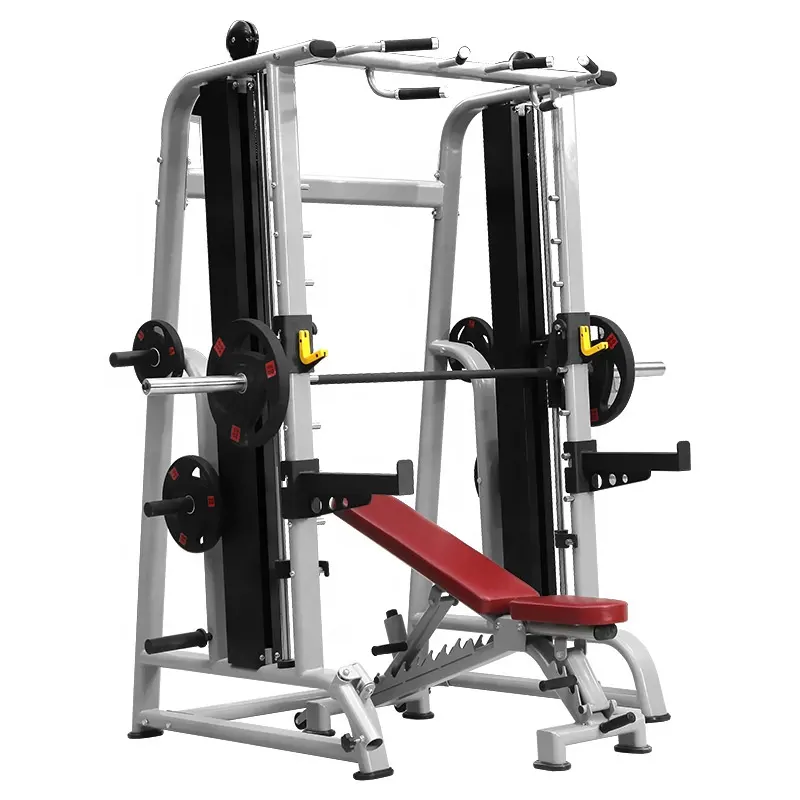 Gym Fitness Multifunctionele Trainer Squat Rack Commerciële Multifunctionele Smith Machine Power Rack Met Kabel Crossover