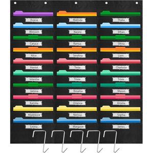 Foldable File <b>Storage</b> Pocket Chart 30 Pockets <b>Hanging</b> <b>Wall</b> Organizer Classroom Office Non Woven Fabric Stainless Steel Hooks - Product Image 1