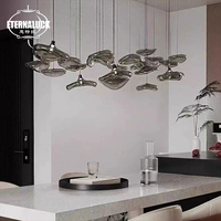 Lustre suspendu en verre et métal style lave pour intérieur, LED, couleur personnalisable, installation facile, DIY pour villa, salle à manger, escalier