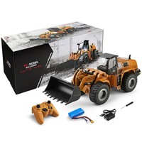 Bulldozer de aleación de simulación eléctrica a escala 1/14, 14800-A, 2,4G, 4WD, modelo RC, características, Cable USB incluido, juguete de nivel experto para niños