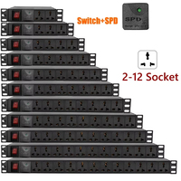 Regleta de alimentación con enchufes AU, US, EU, UK, Israel, 1U PDU, para rack de red, módulo de protección contra rayos de aleación de aluminio universal