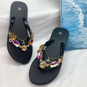 Femmes grande taille été sans lacet pantoufles plates <span class=keywords><strong>petite</strong></span> queue plate-forme cristaux tongs pour vacances à la plage vêtements d'extérieur décontractés - Product Image 5