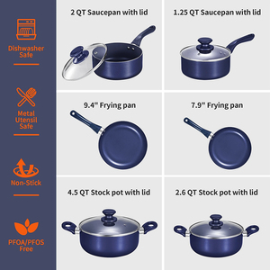 Batterie de cuisine antiadhésive violette en promotion avec couvercles en verre et poignées en acier inoxydable, 8 pièces, compatible lave-vaisselle et four - Product Image 2