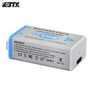 Batería Recargable de Iones de Litio de <span class=keywords><strong>9V</strong></span> y 1180mAh de Larga Duración con USB-C para Detectores de Humo, Equipos Musicales, Juguetes de Control Remoto - Product Image 2