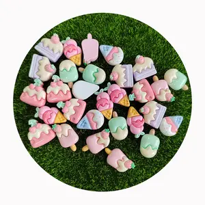 Kawaii Ice Cream Popsicle nhựa flatback Cabochon trang trí thu nhỏ thực phẩm cho Diy trường hợp điện thoại Slime Charms