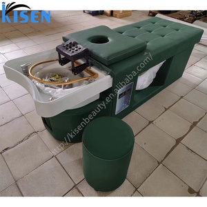 Kisen 2025 – Fauteuil de lavage de cheveux professionnel en métal et cuir PU, inclinable, étanche avec circulation d'eau - Product Image 3