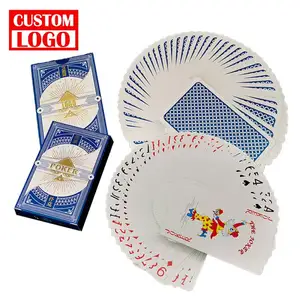 Jeu de cartes à collectionner avec Logo personnalisé, ensemble de Double Poker personnalisé avec étui en cuir, cartes à jouer en papier en plastique