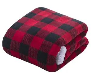 OEM plaid sherpa throw custom 100% polyester mink baby blanket double sided super soft