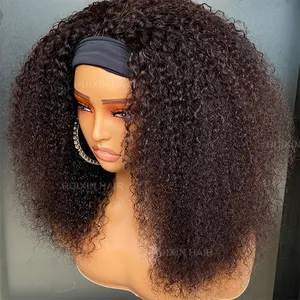 100% Raw Unprocessed Human Hair Kinky Curly kinky curly headband wig 14 Inches Long Style Brazilian Indian Hair