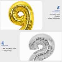 BLN Promotion Spéciale Ballon Chiffre Géant 0-9 en Aluminium Doré et Argenté de 40 Pouces, en Mylar Plein Cercle pour Décoration de Fête