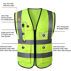 Chaleco <span class=keywords><strong>de</strong></span> seguridad <span class=keywords><strong>de</strong></span> trabajo amarillo reflectante <span class=keywords><strong>de</strong></span> alta visibilidad para hombres ingenieros personalizados al por mayor con logotipo - Product Image 2