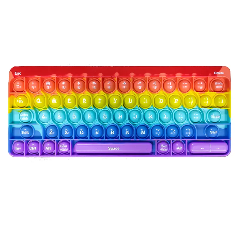 Rainbow Keyboard push pop bubble fidget toy pop Autism Special Needs Silicone Stress Relief Toy Squeeze Sensory Toy for Kid