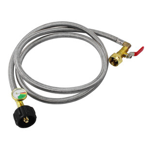 Tuyau de gaz avec manomètre, 3 pieds, en acier inoxydable flexible, diamètre intérieur de 1/4 pouce, pression maximale de 300 psi, utilisation industrielle pour l'air - Product Image 5