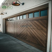 Puerta de Garaje de Madera Sólida de Lujo LONGTAI 2026, Nogal Negro, Arco Superior, Automática, para Villas Premium