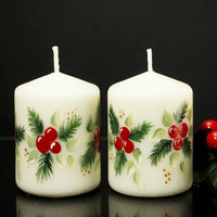 Huaming lilin ekstra besar bersih membakar bunga kering pilar Natal cincin lilin ornamen Bling Selamat Natal baru