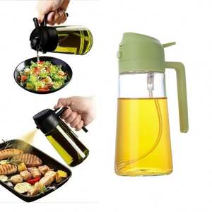 Botella de aceite de vidrio multifuncional lista para usar con pulverizador vertedor para utensilios de cocina, pulverizador de tipo pulsador sin aceite - Product Image 5