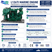 Moteur diesel marin Doosan L126TI 360HP 400HP 2100RPM 6 cylindres refroidi par eau 4 temps EPA Tier 2 télécommandé pour remorqueur