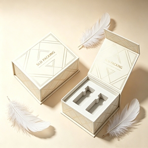 Boîte cadeau cosmétique magnétique de luxe, insert en papier rigide recyclable, taille personnalisée, boîte d'emballage pour flacon d'ampoule - Product Image 1