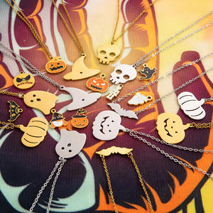 Collar de Acero Inoxidable con Temática de Halloween, Colgante de Calabaza, Fantasma y Calavera, Joyería para Fiestas, Chapado en Oro de 18K, Collares con Dijes de Dibujos Animados - Product Image 2