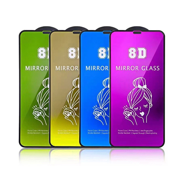 Hot Sale 9h 8d Mirror Mobile Phone Tempered Glass Screen Protector for Iphone X XR 12 MINI 13 PRO MAX 14 15 16 Plus 17Air 18 Pro