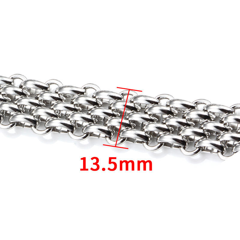 Cadena de tres filas de mano de color acero 13,5mm