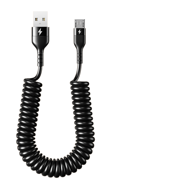 2026 Spring Micro-USB Retractable 3A Fast Charging Cable OD3.5 for for Redmi Mobile Phone