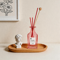 Bouteille diffuseur de parfum en verre rose vide 150 ml avec bouchon en liège et capuchon doré, carrée, pour aromathérapie et parfum d'ambiance rechargeable