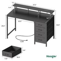 Bureau d'ordinateur SENYU Huuger en PB et métal avec tiroir, durable, facile à nettoyer, moderne, pour bureau à domicile, table d'étude, pieds en forme de X, finition noire