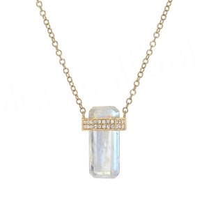 Collar de piedra lunar con engaste de bisel chapado en oro rosa de 18K, plata de ley natural en bruto, joyería para bodas y fiestas - Product Image 1