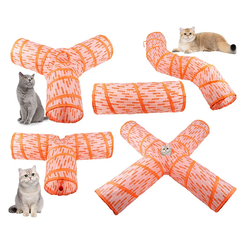 Foldable Collapsible Cat Wall Furniture Tunnel Channel Folding Cat Track Toy For Puppy Kitten Rabbit Play Tunnel