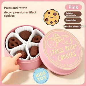 FUSEJOY Nouveau jouet de décompression en forme de biscuit avec boîte à biscuits simulée et toupie, cadeau populaire - Product Image 5